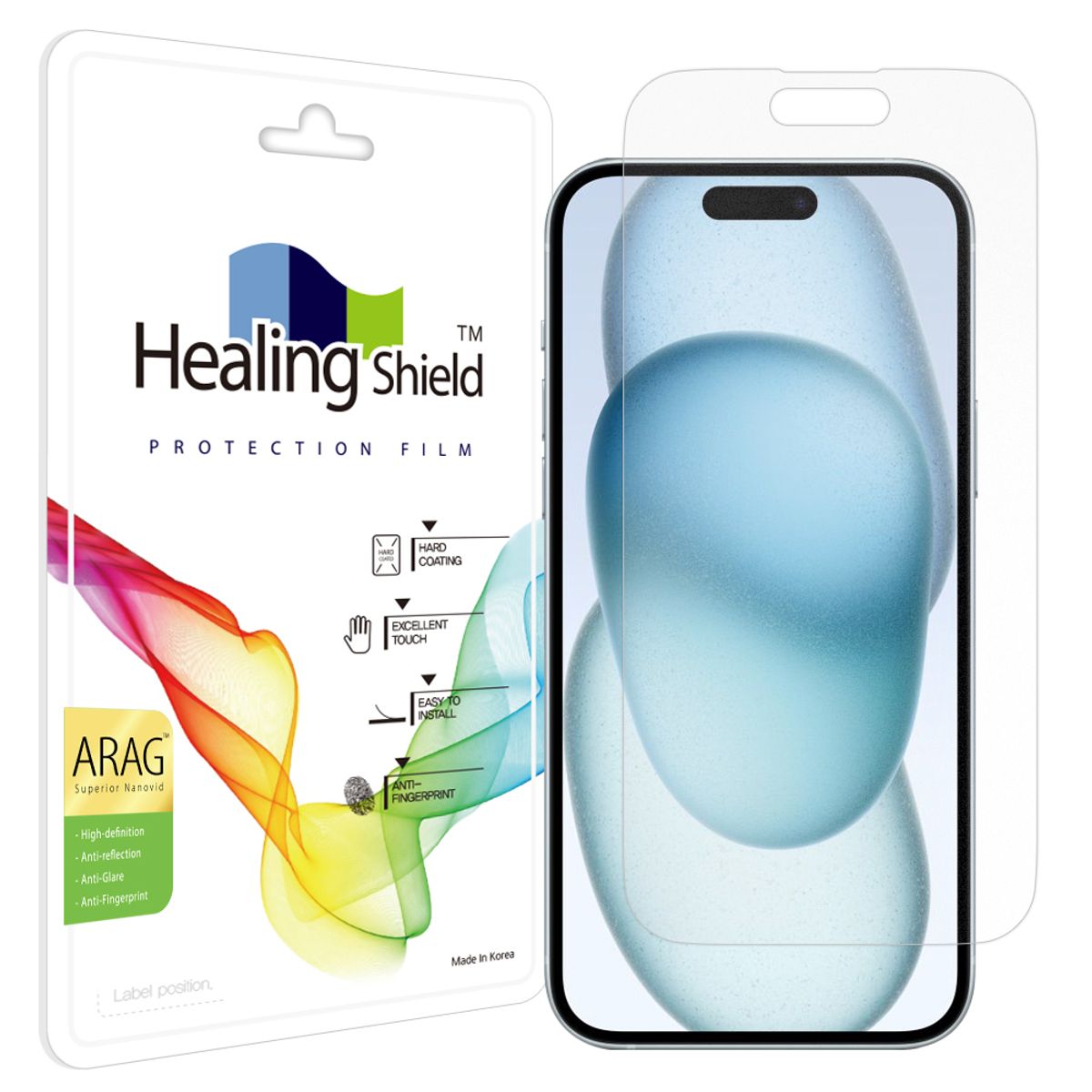 힐링쉴드(HEALINGSHIELD) 아이폰15 ARAG 고화질 저반사 액정보호필름 1매