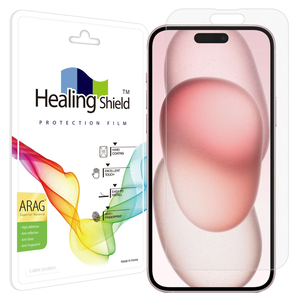 힐링쉴드(HEALINGSHIELD) 아이폰15 플러스 ARAG 고화질 저반사 액정보호필름 1매