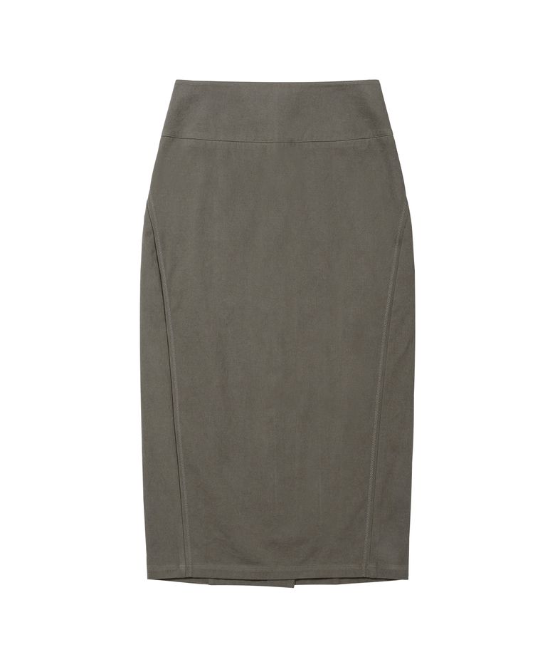 Embroidered Long Skirt Khaki