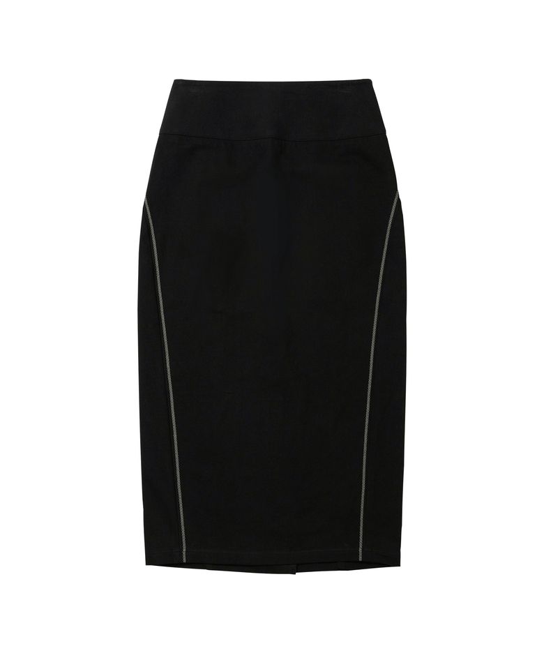 Embroidered Long Skirt Black
