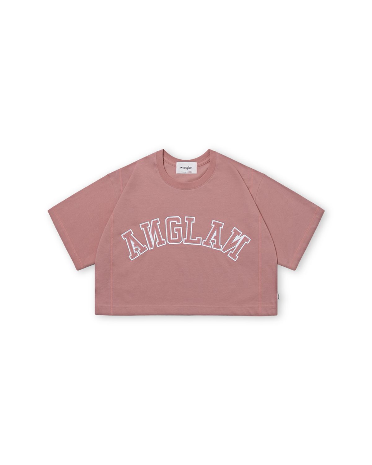 앵글런(ANGLAN) [AG.W] Applique Crop Half Tee - Pink