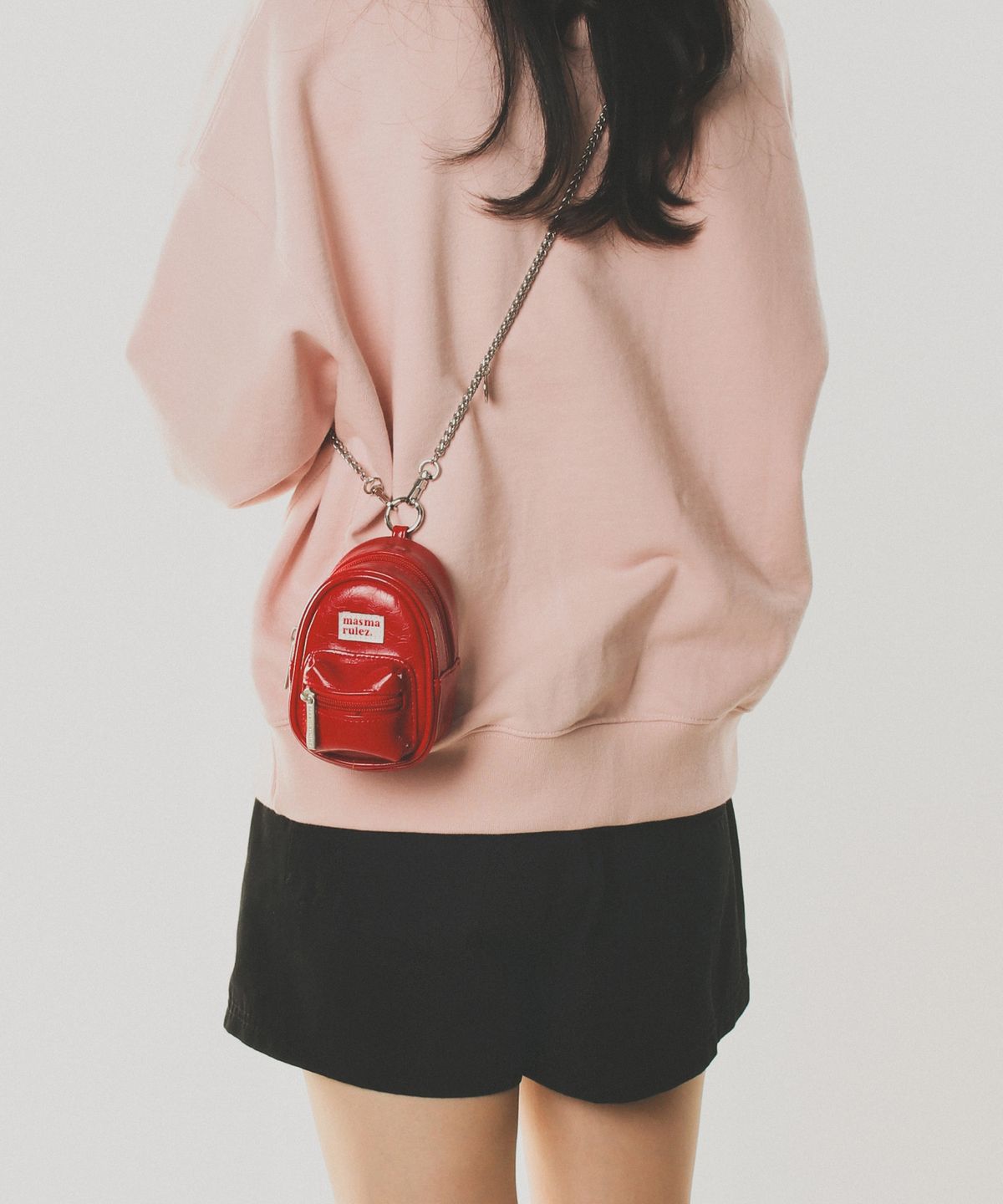 마스마룰즈(MASMARULEZ) mama leather miniature chain cross bag _ Red