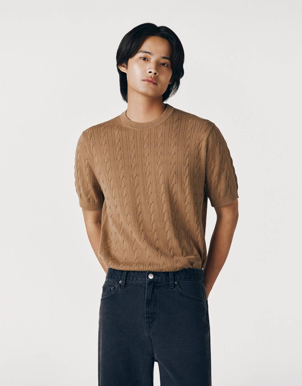 지오다노(GIORDANO) 케이블 크루넥 반팔 니트(12GG) 054912 [3color]