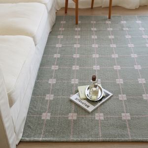 나디아 그린 체크 패턴 거실 카페트