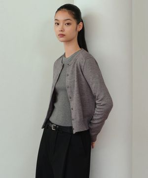 우먼즈 에센셜 라운드 넥 가디건 [미디엄 그레이]