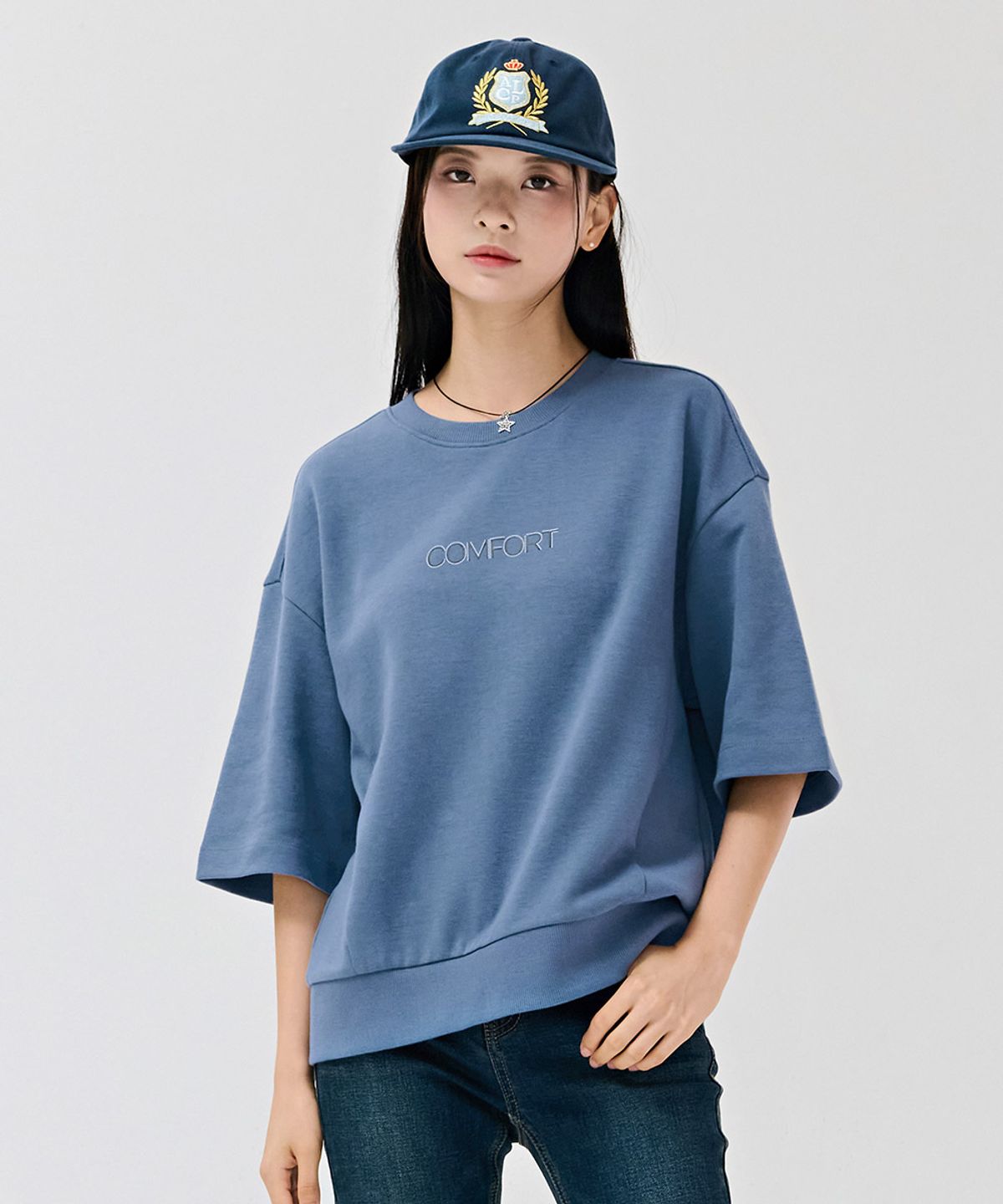 체이스컬트(CHASECULT) 여성 레터링 포인트 5부 티셔츠-DERG5861B0N