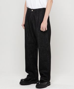 논페이드 와이드 데님팬츠[올블랙]