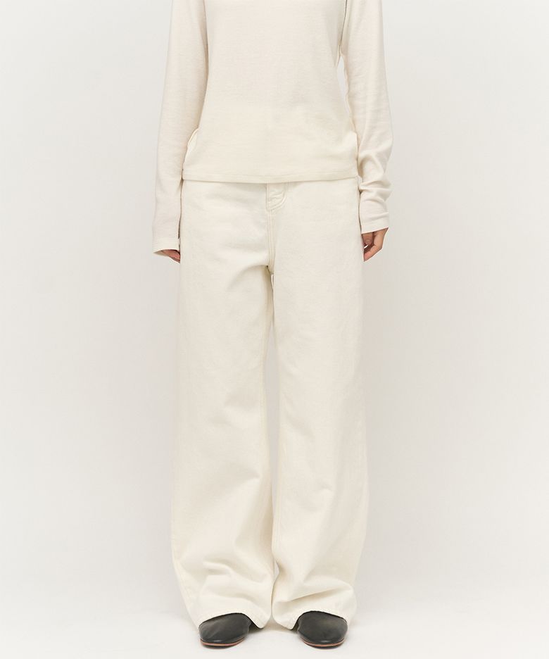 Straight Denim Pants Tofu White