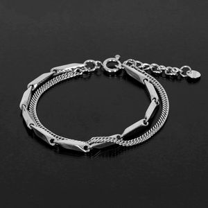 티타늄 바 체인 두줄 레이어드 팔찌 MFJBM24