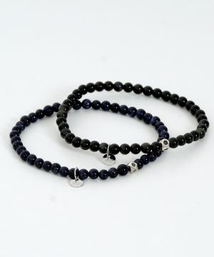 남성 패션 흑요석 4mm 원석 팔찌 MFJBM25