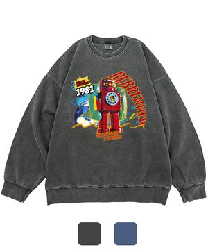 DTG 81로봇 피그먼트 오버 스웨츠 셔츠