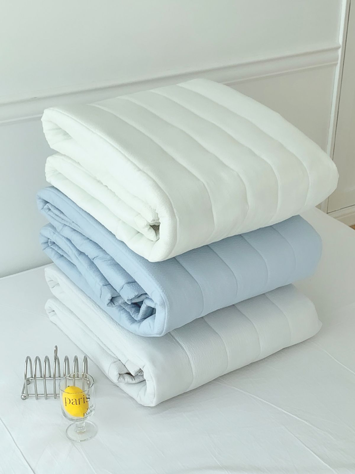 비비홈(VIVIHOME) 스노우 리플 시어서커 냉감 여름 이불패드 S/SS/Q 3colors