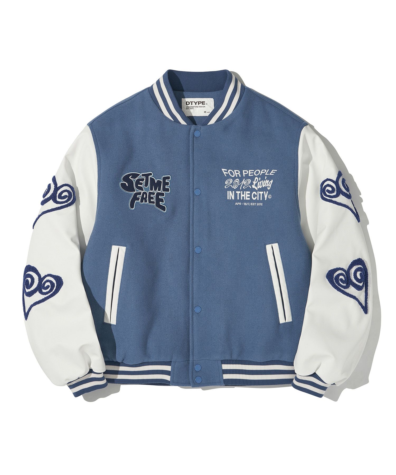 MUSINSA | URBANDTYPE UB Color Block Leather Wool Varsity Jacket_Blue