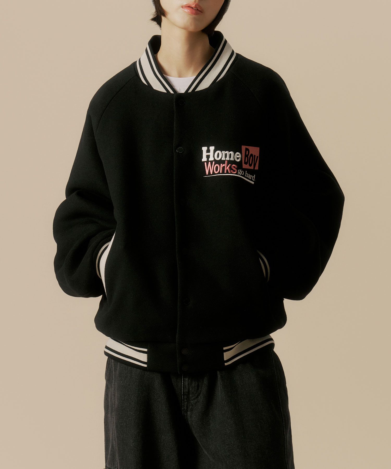★ Urbandtype.★ boy Wool Varsity Jacket Black UBDFJK00 MUSINSA | URBANDTYPE Homeboy Wool Varsity Jacket_Black