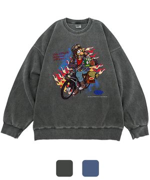 DTG 빈티지바이크 피그먼트 오버 스웨츠 셔츠