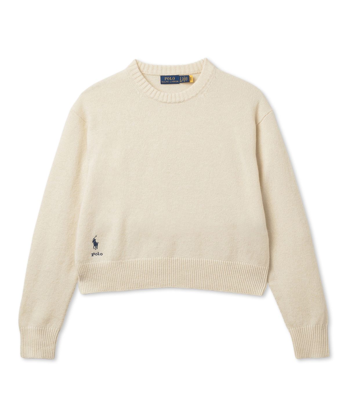 폴로 랄프 로렌(POLO RALPH LAUREN) W 울 블렌드 크롭 크루넥 스웨터-어센틱 크림