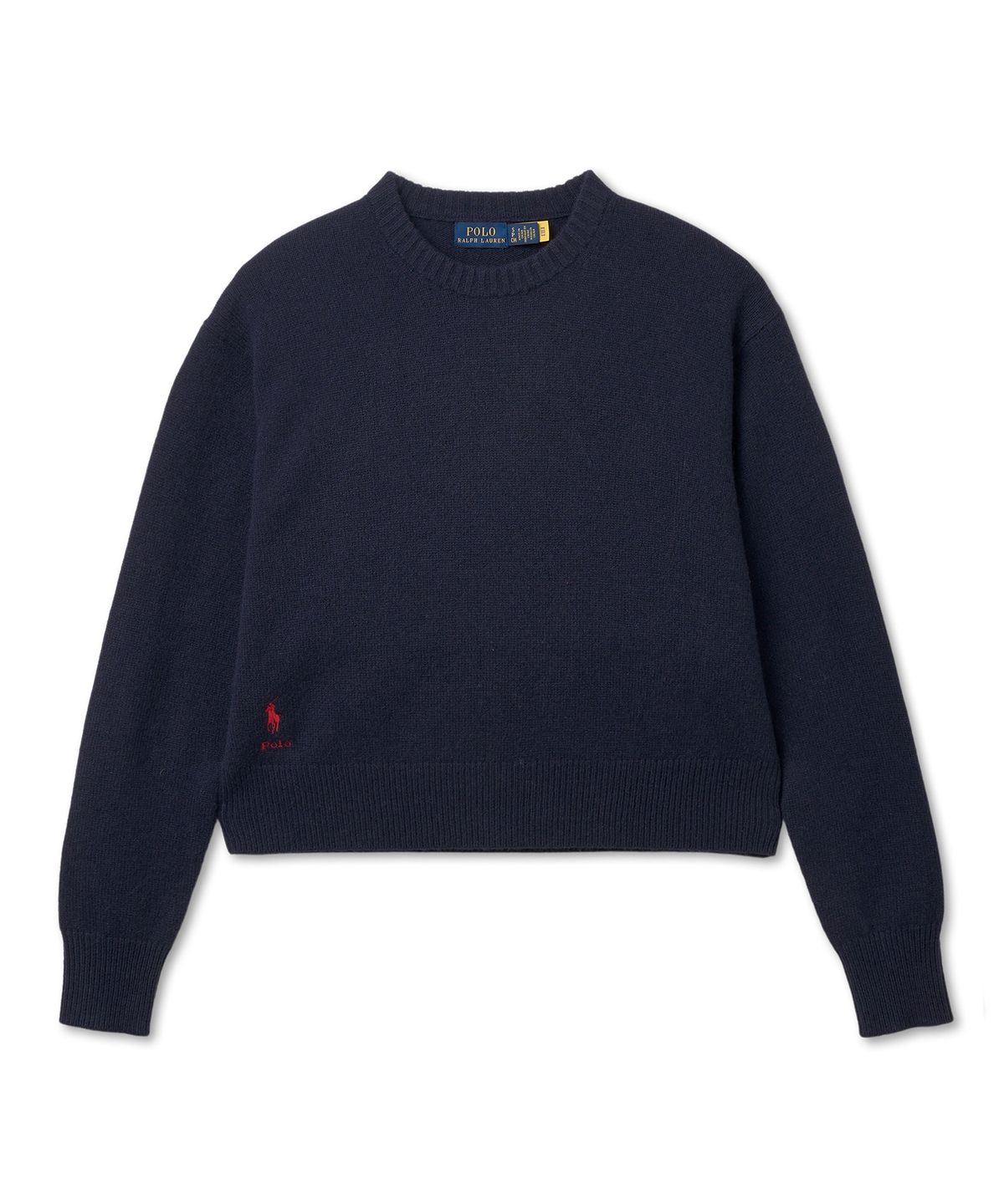 폴로 랄프 로렌(POLO RALPH LAUREN) W 울 블렌드 크롭 크루넥 스웨터-헌터 네이비