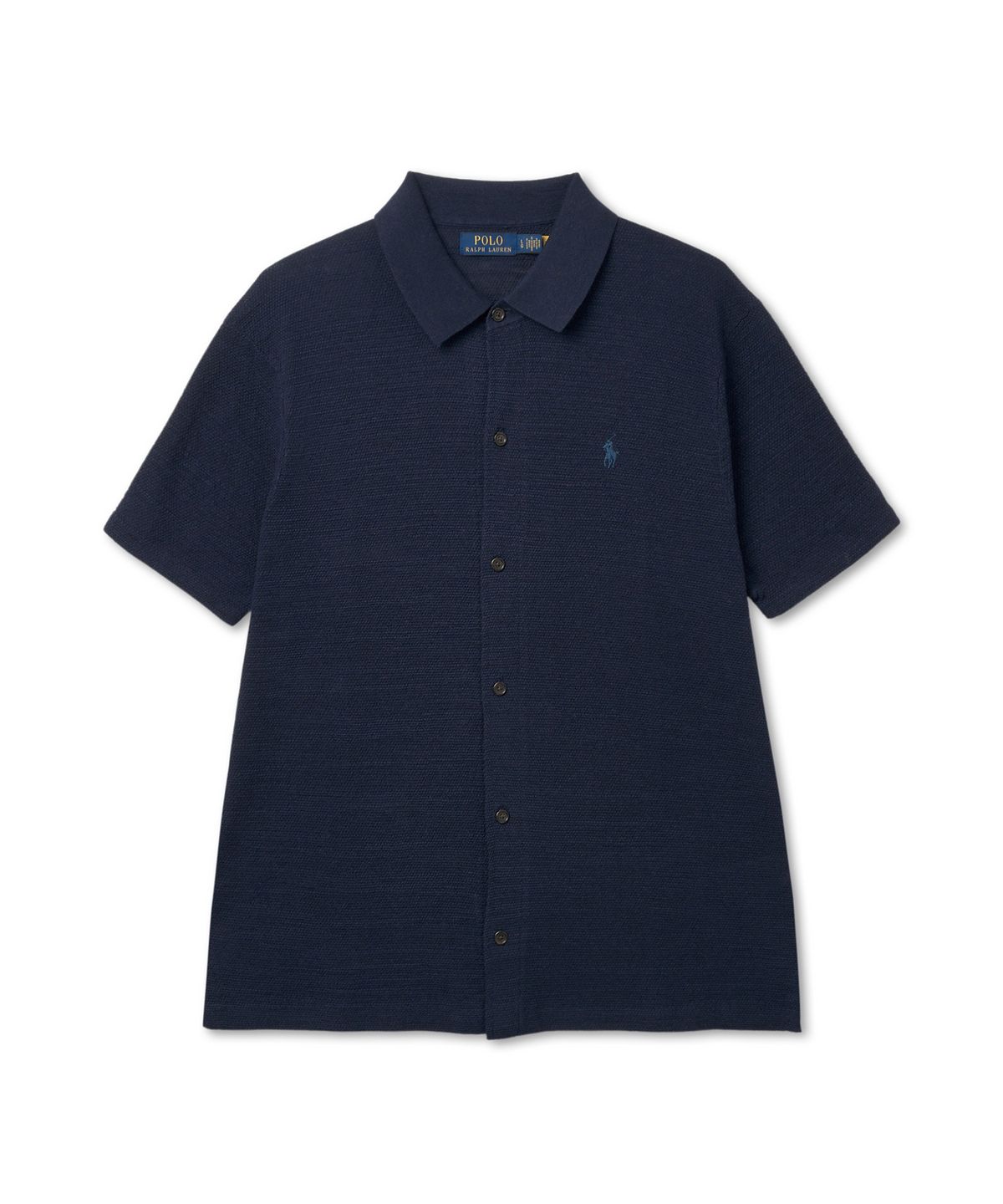 폴로 랄프 로렌(POLO RALPH LAUREN) 텍스처 코튼 리넨 셔츠 스웨터-브라이트 네이비