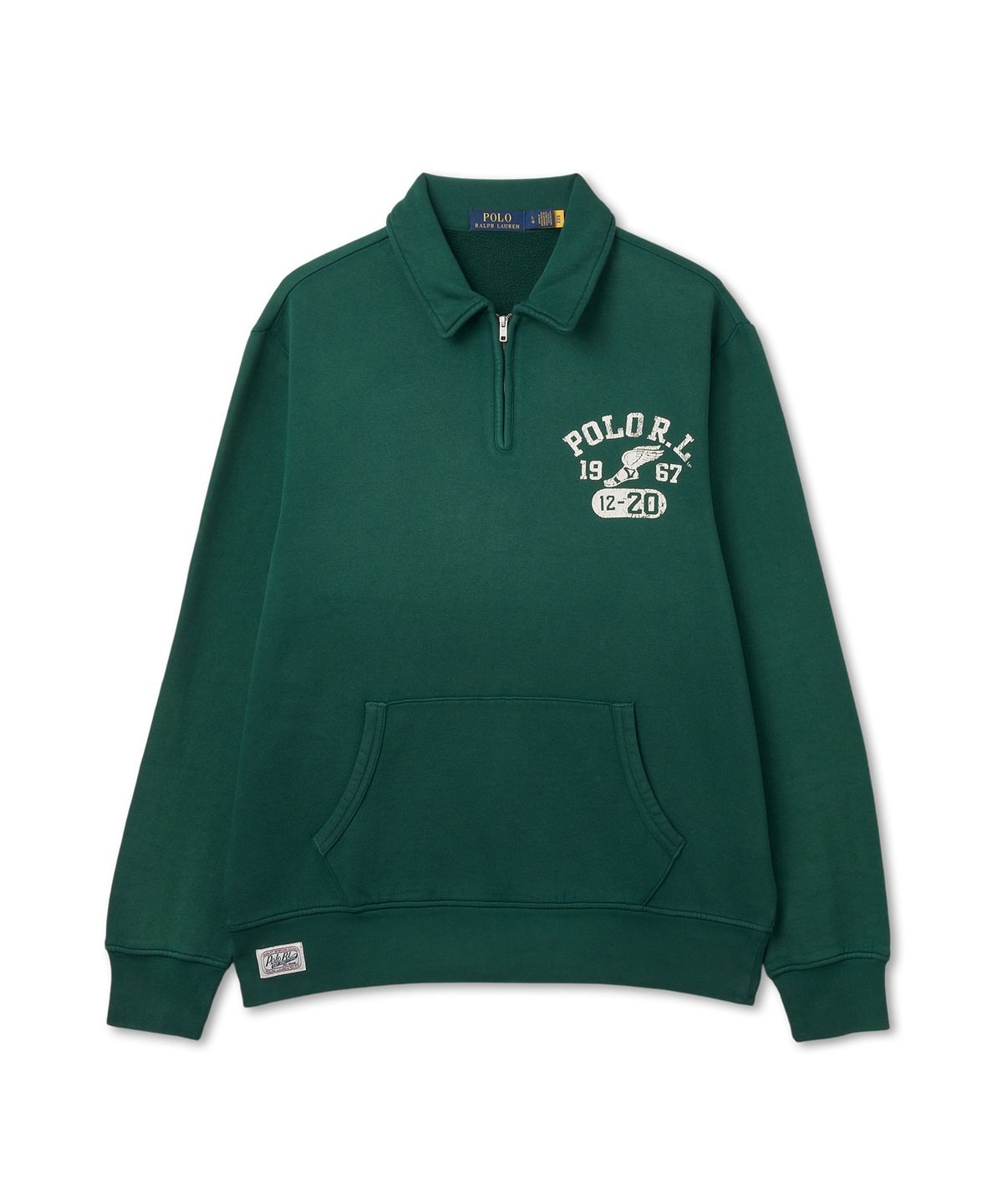 폴로 랄프 로렌(POLO RALPH LAUREN) 그래픽 플리스 쿼터 지퍼 스웨트셔츠-모스 어게이트
