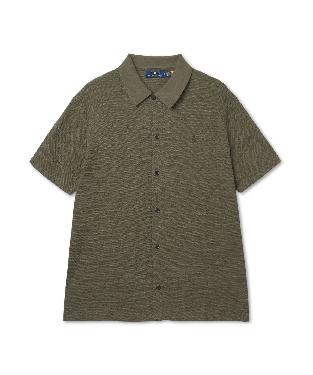 폴로 랄프 로렌(POLO RALPH LAUREN) 텍스처 코튼 리넨 셔츠 스웨터-그린