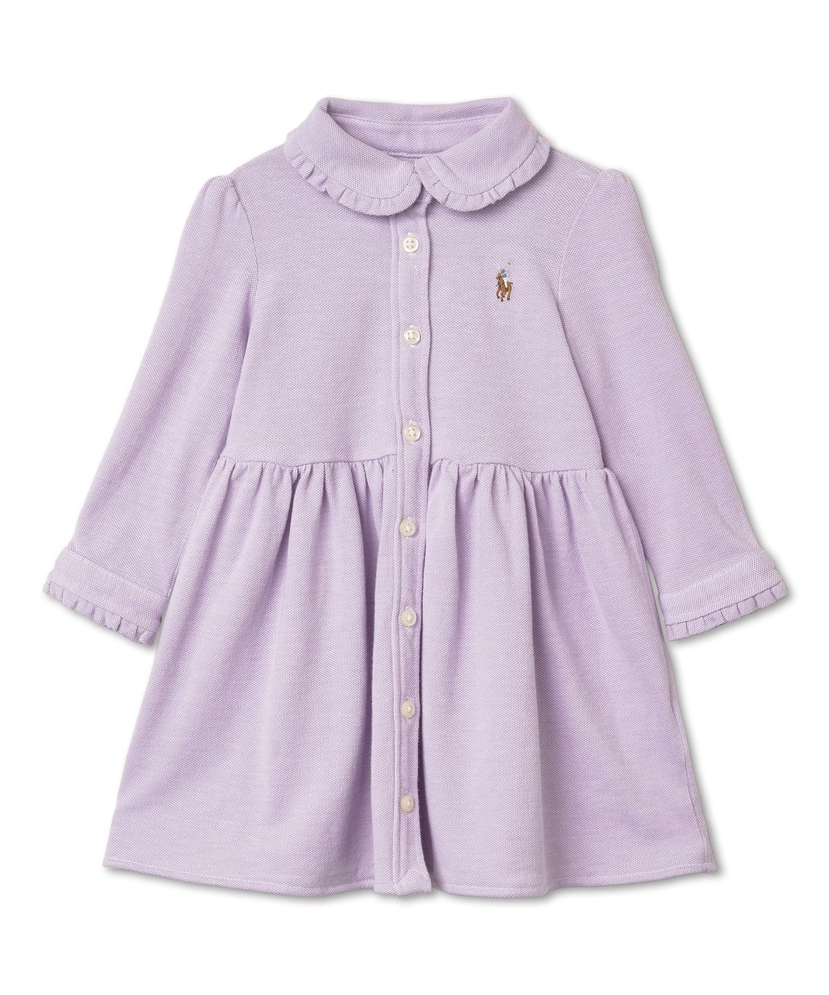폴로 랄프 로렌 칠드런(POLO RALPH LAUREN CHILDREN) 여아 베이비 스트라이프 옥스포드 메시 드레스 - 퍼플