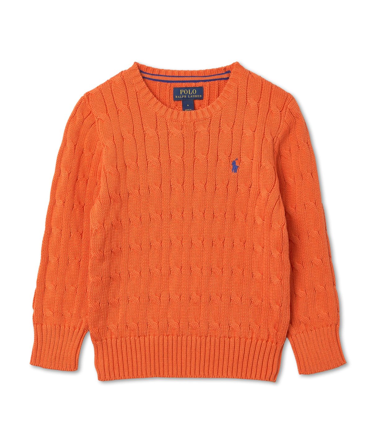 폴로 랄프 로렌 칠드런(POLO RALPH LAUREN CHILDREN) 남아 2-7세 케이블 니트 코튼 스웨터-플란넬 오렌지
