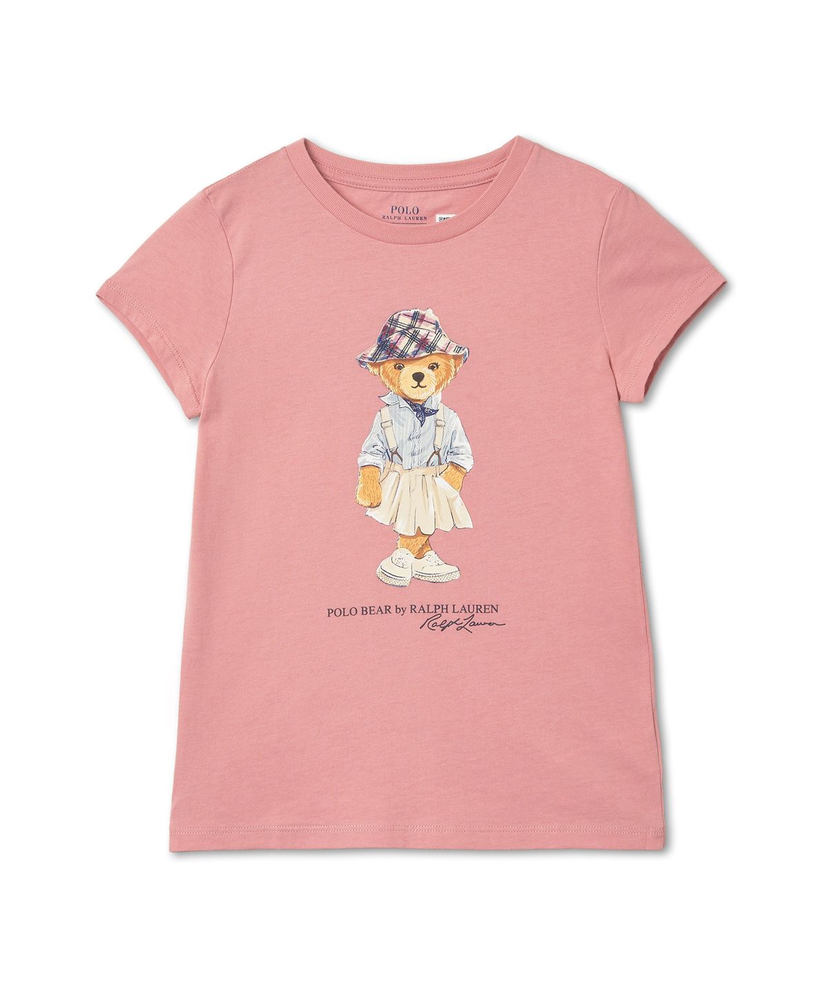 폴로 랄프 로렌 칠드런(POLO RALPH LAUREN CHILDREN) 여아 베이비 폴로 베어 코튼 저지 티-티클드 핑크