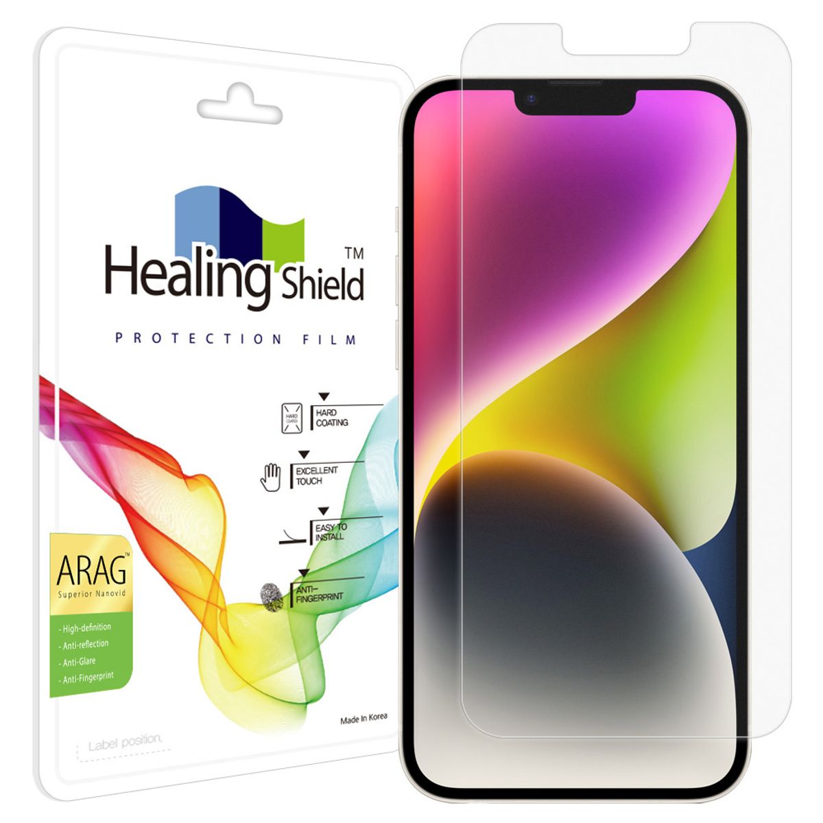 힐링쉴드(HEALINGSHIELD) 아이폰14 플러스 ARAG 고화질 저반사 액정보호필름 1매