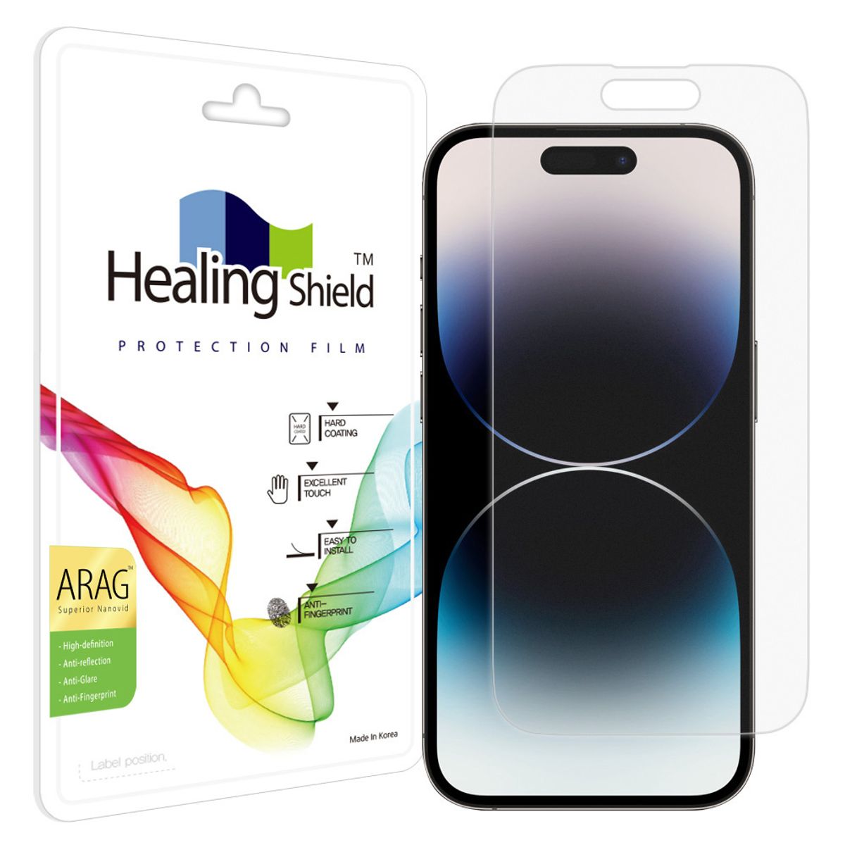 힐링쉴드(HEALINGSHIELD) 아이폰14 프로 ARAG 고화질 저반사 액정보호필름 1매