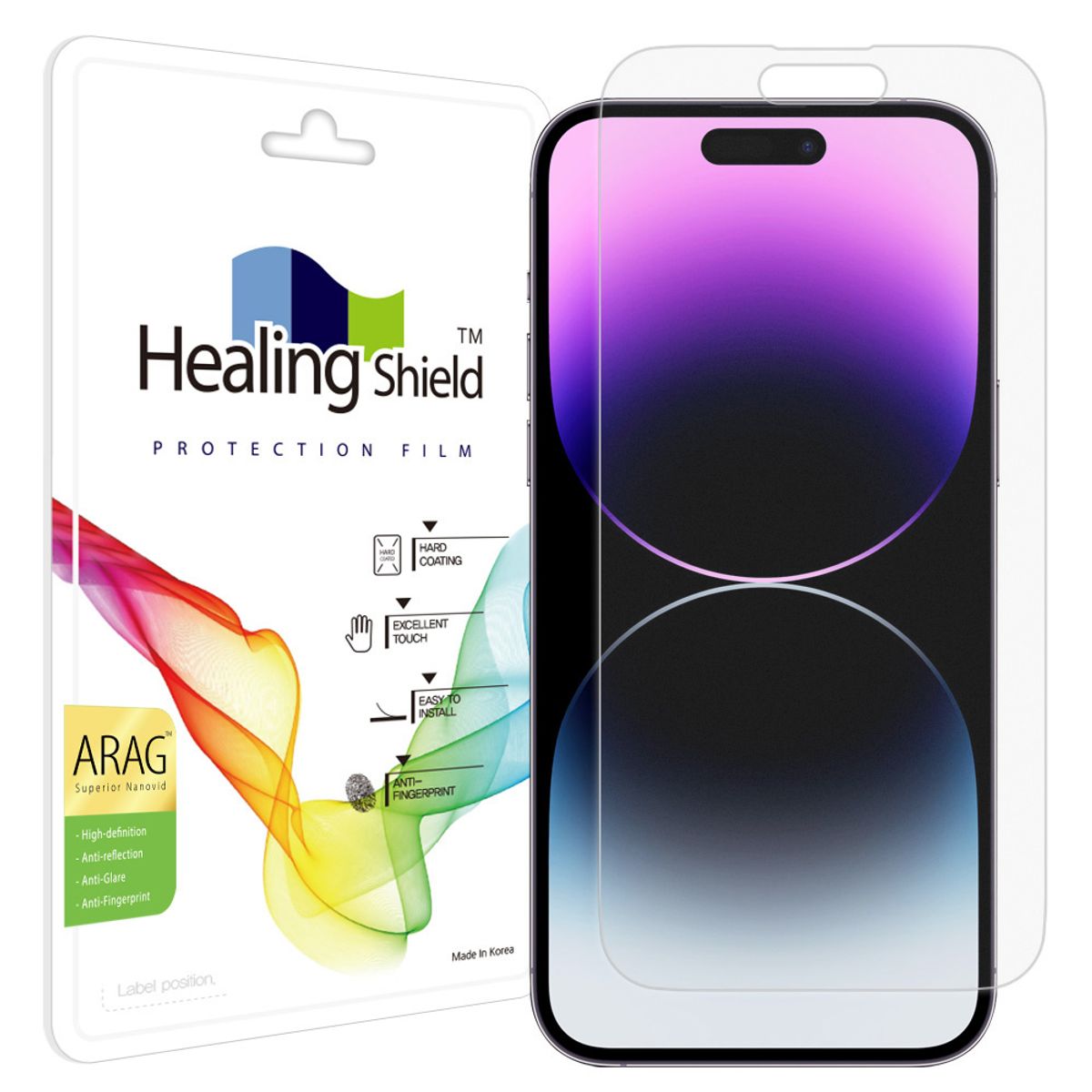 힐링쉴드(HEALINGSHIELD) 아이폰14 프로맥스 ARAG 고화질 저반사 액정보호필름 1매