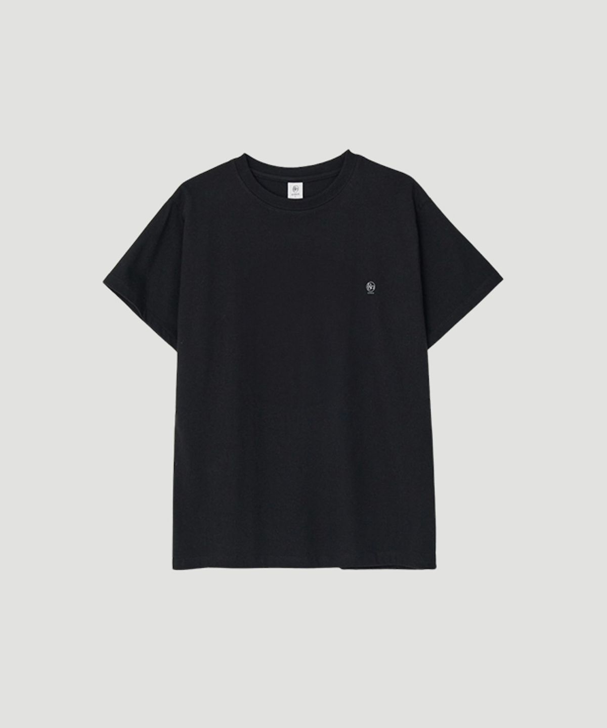 론론(RONRON) CIRCLE LOGO BASIC FIT T SHIRT BLACK