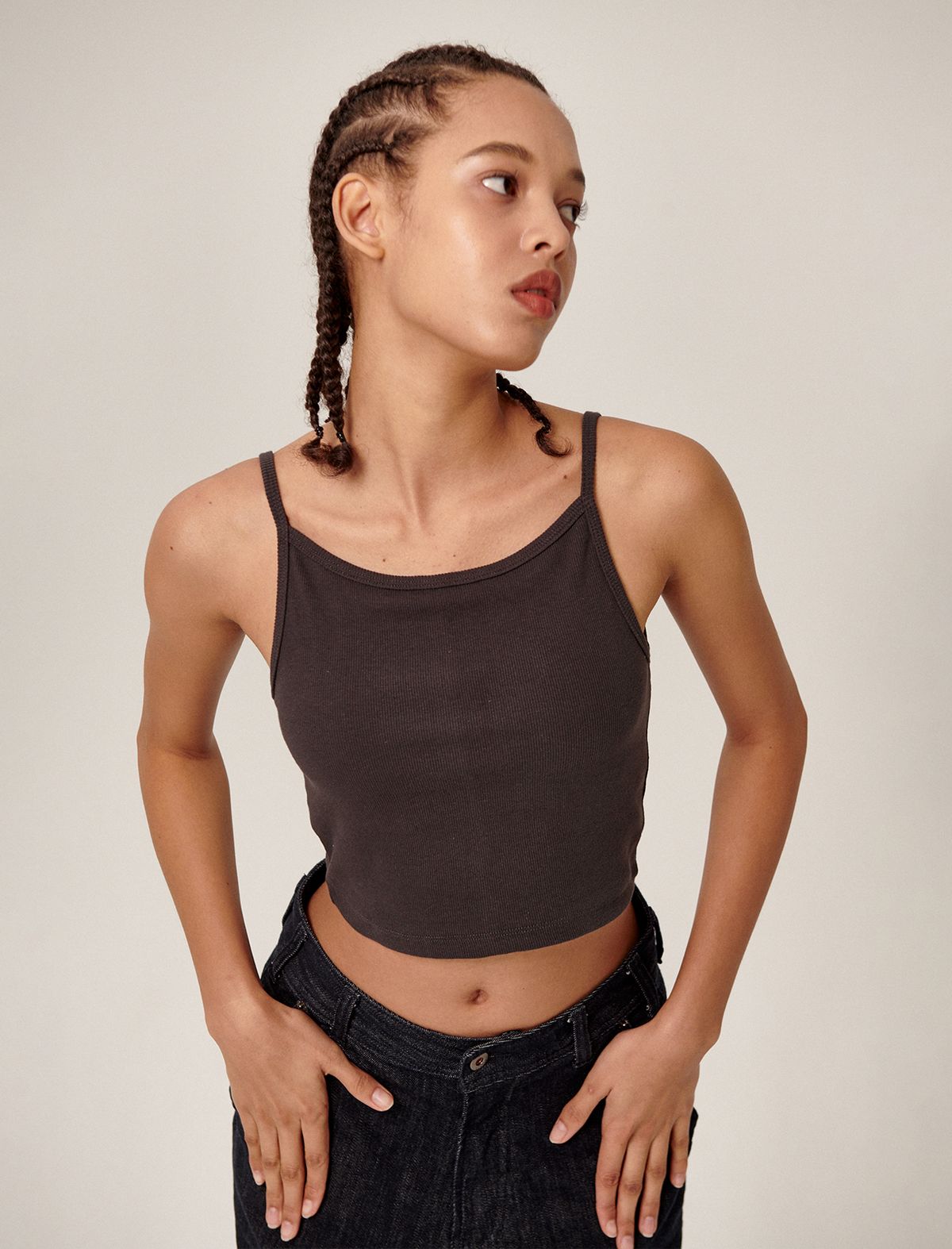 플랫웨이브 인 서울(FLATWAVE IN SEOUL) Tiam Crop Bra Top Charcoal