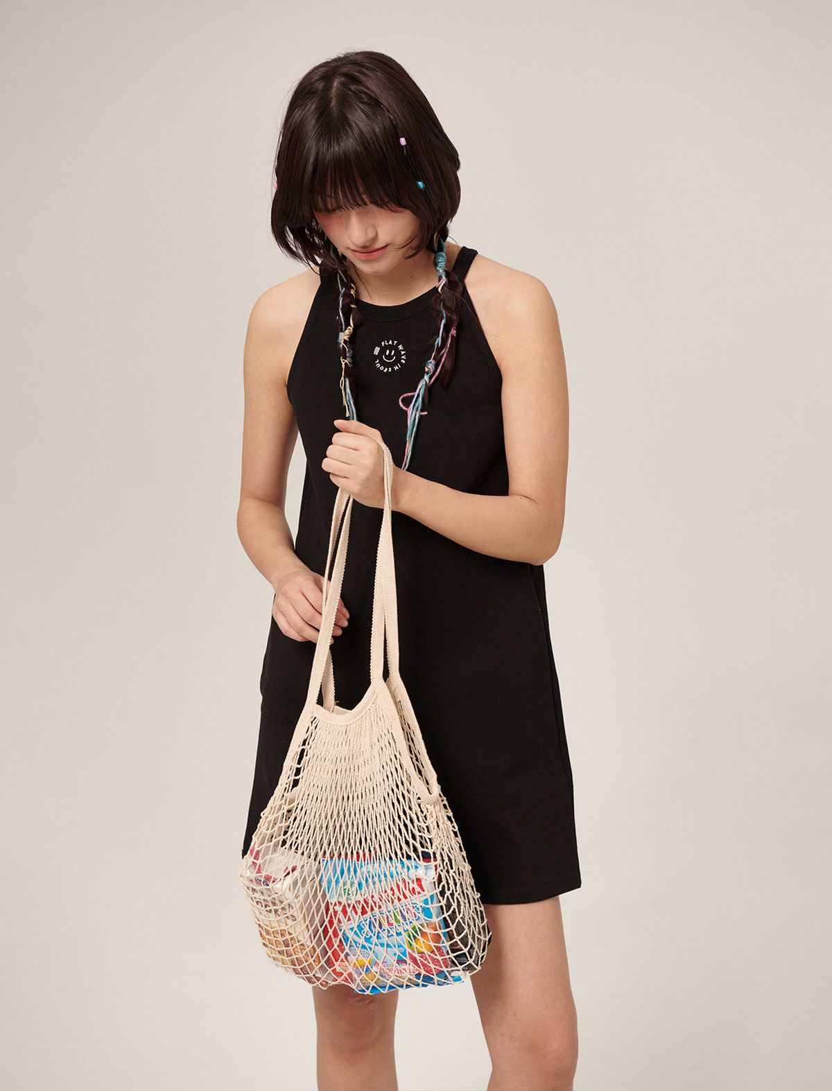 플랫웨이브 인 서울(FLATWAVE IN SEOUL) Lettur Halterneck Onepiece Black