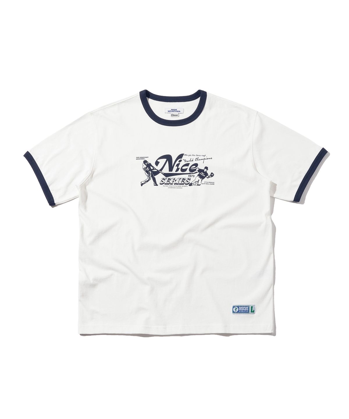 디스커스 애슬레틱(DISCUS ATHLETIC) 나이스웨더 컬래버 Nice Series Ringer T-shirt Off White