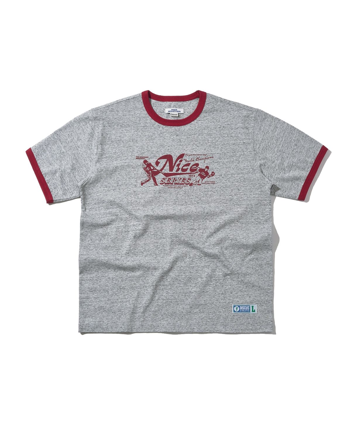 디스커스 애슬레틱(DISCUS ATHLETIC) 나이스웨더 컬래버 Nice Series Ringer T-shirt H.Grey