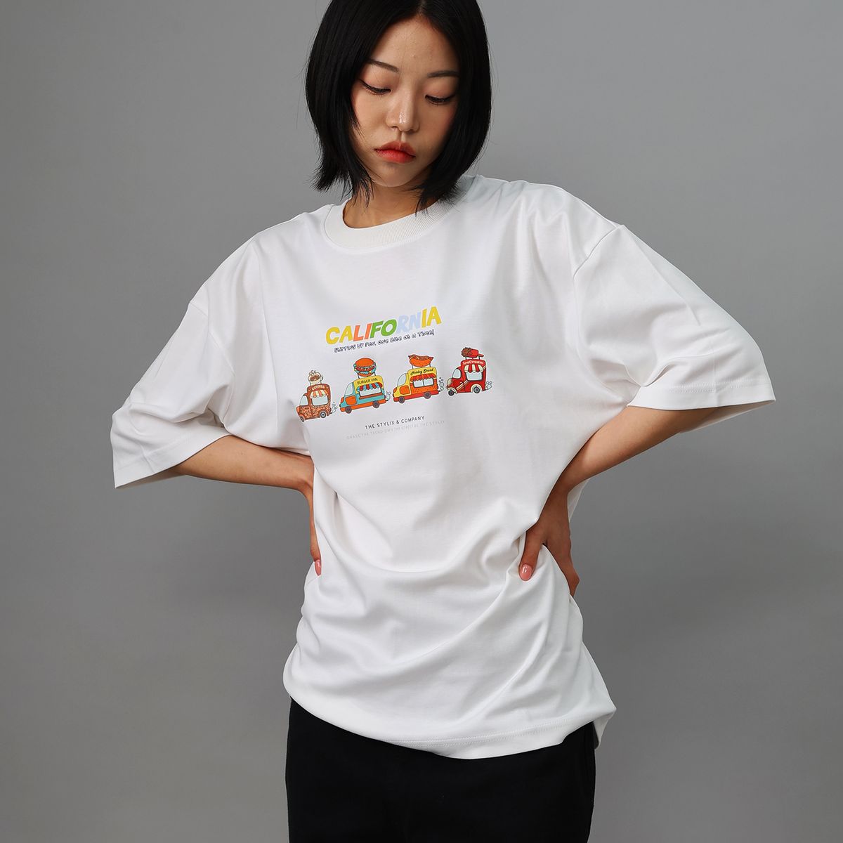 스타일릭스(STYLIX) 푸드트럭 순면 오버핏 반팔 티셔츠 2COLOR