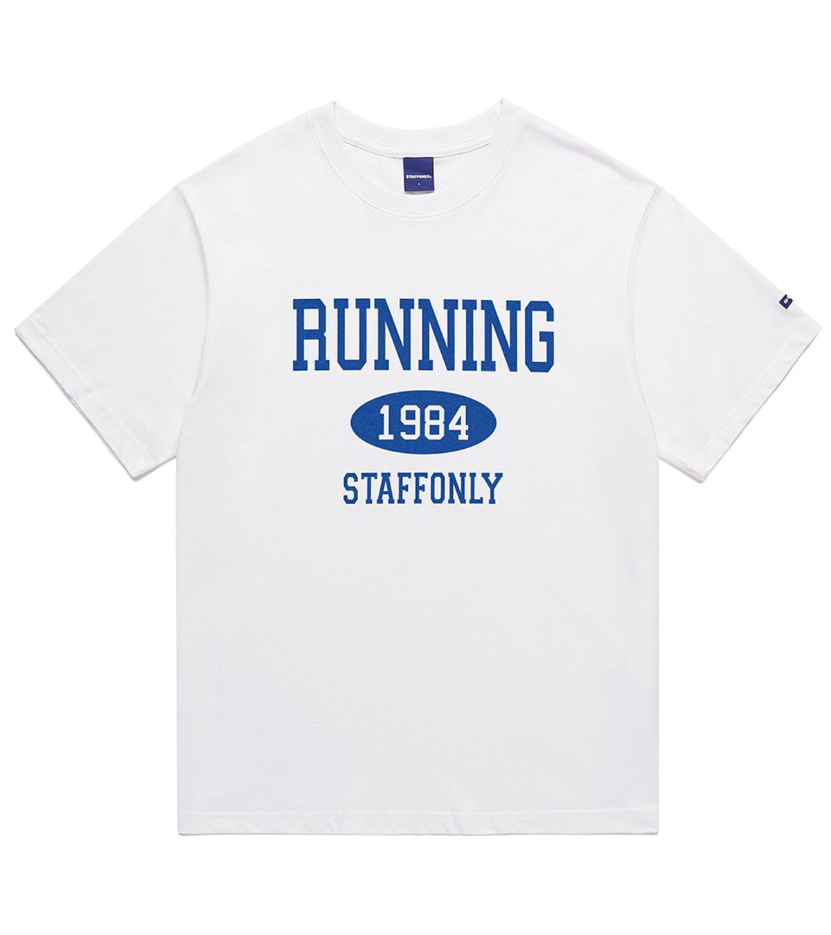 스텝온리(STAFFONLY) RUNING BIG LOGO TEE (WHITE-BLUE)