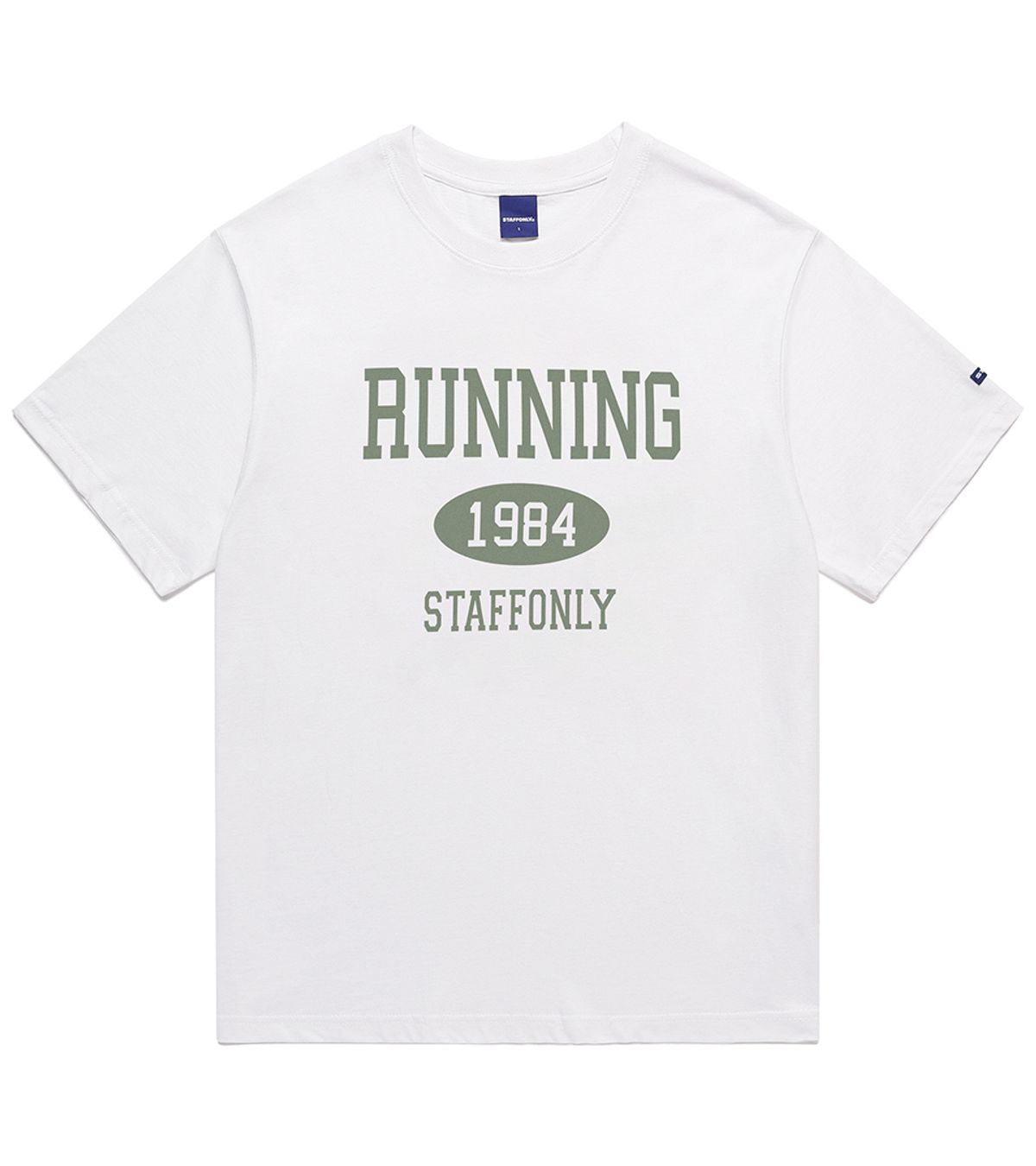 스텝온리(STAFFONLY) RUNING BIG LOGO TEE (WHITE-OLIVE)
