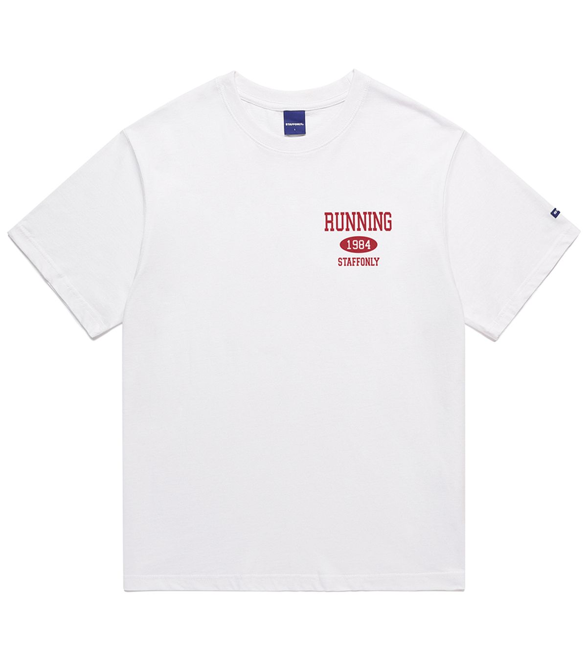 스텝온리(STAFFONLY) RUNING SMALL LOGO TEE (WHITE-RED)