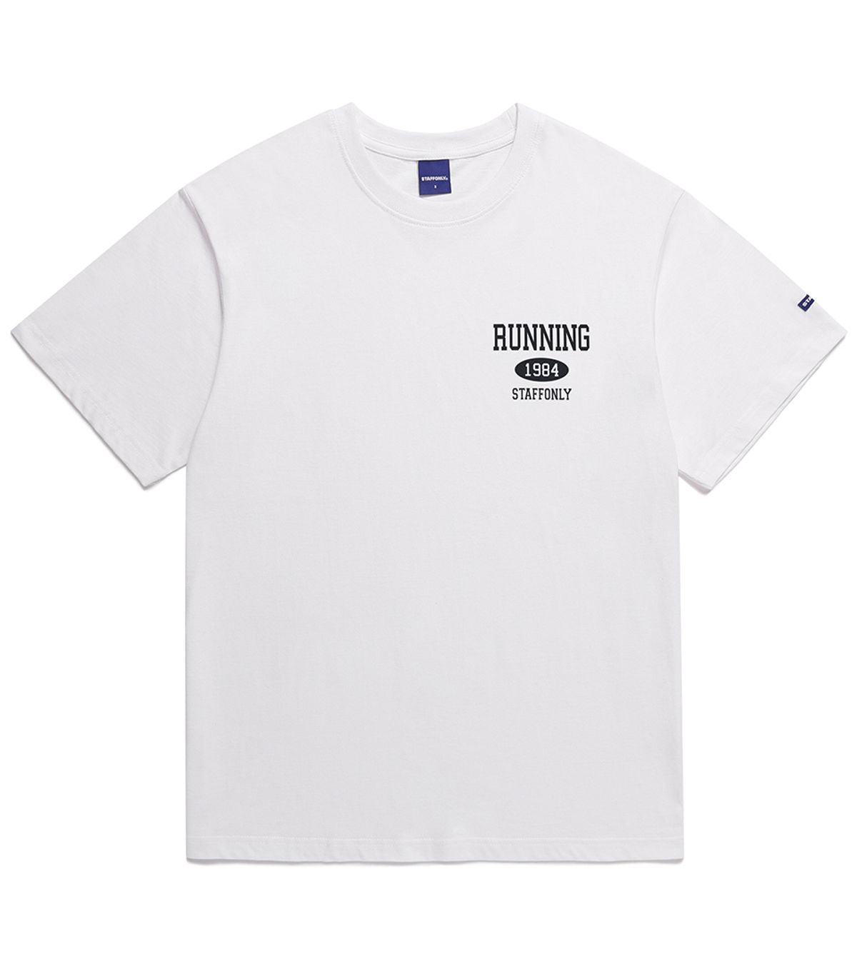 스텝온리(STAFFONLY) RUNING SMALL LOGO TEE (WHITE-BLACK)