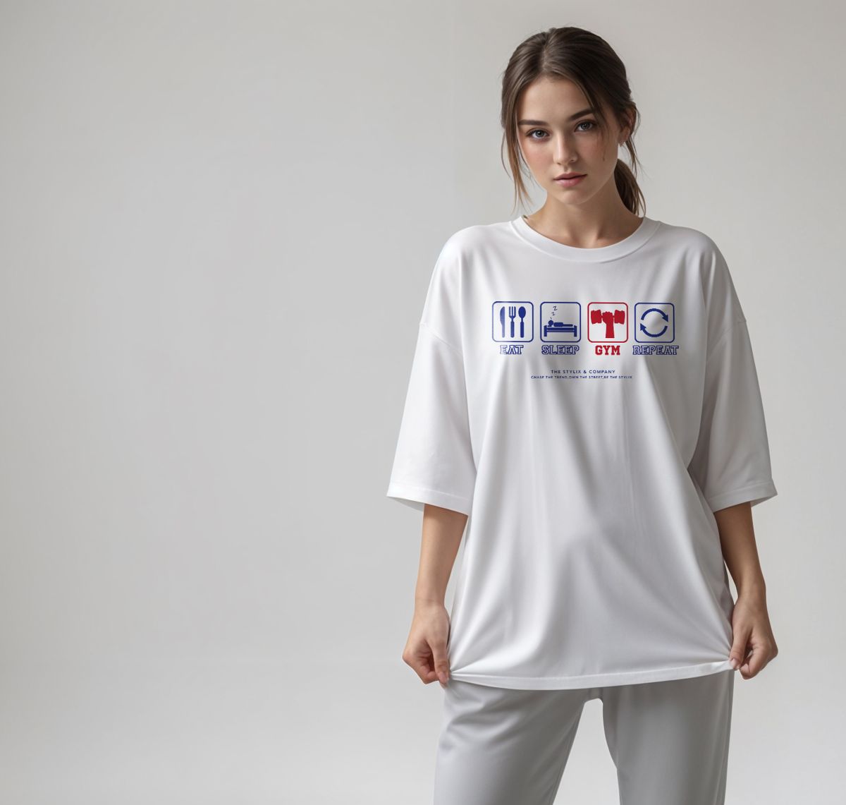 스타일릭스(STYLIX) 짐루틴A 순면 오버핏 반팔 티셔츠 4COLOR