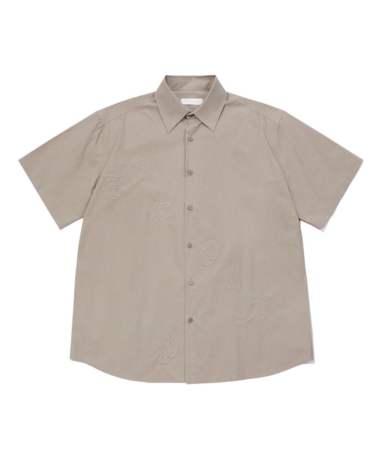 LOGO PATCH APPLIQUE HALF SLEEVES SHIRTS_BROWN