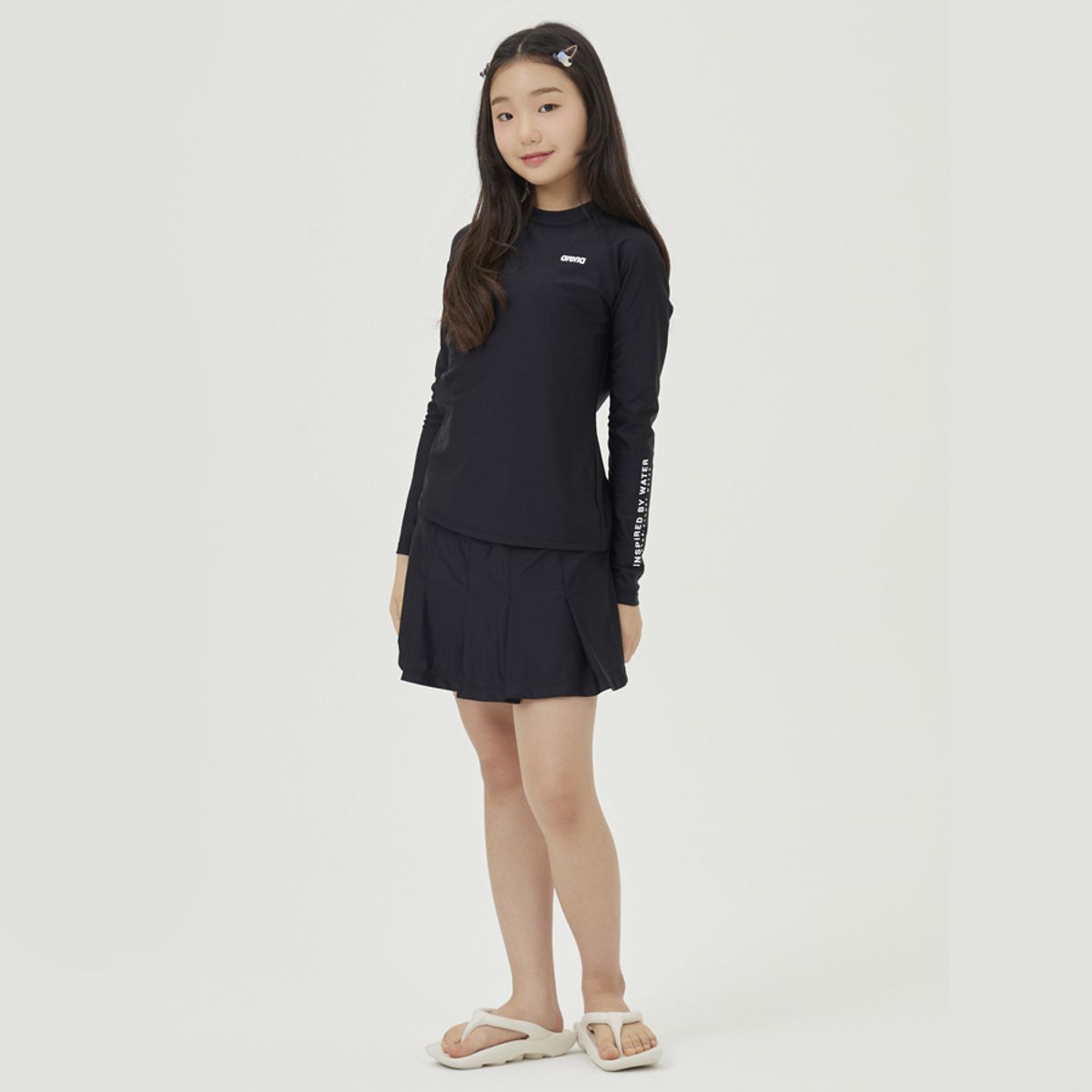 아레나 키즈(ARENA KIDS) 웬디 주니어 3부 레깅스 스커트 A4BG1GE82BLK