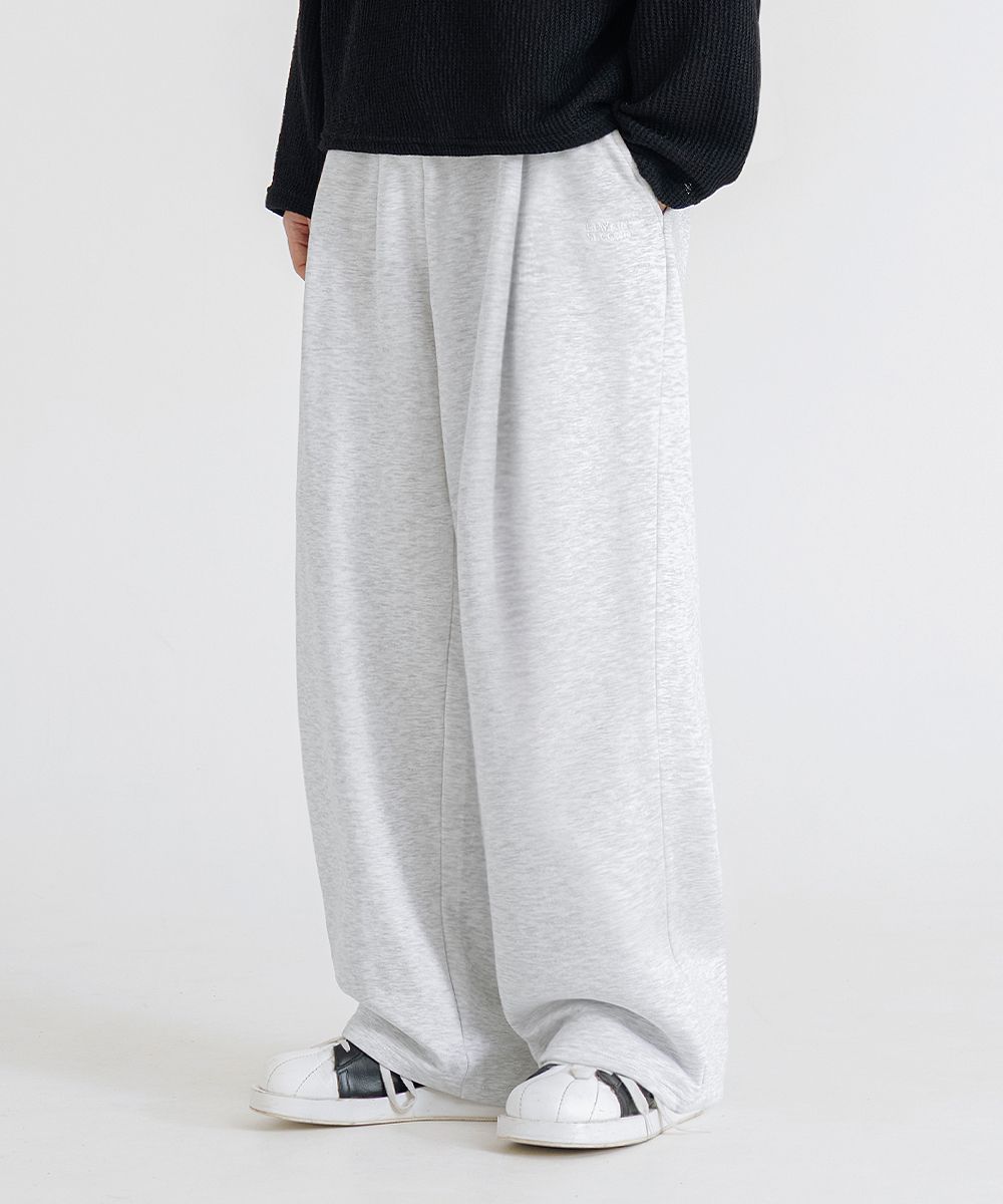 MUSINSA | LEMAIN SECOND ONE-TUCK WIDE SWEAT PANTS [WHITE MELANGE