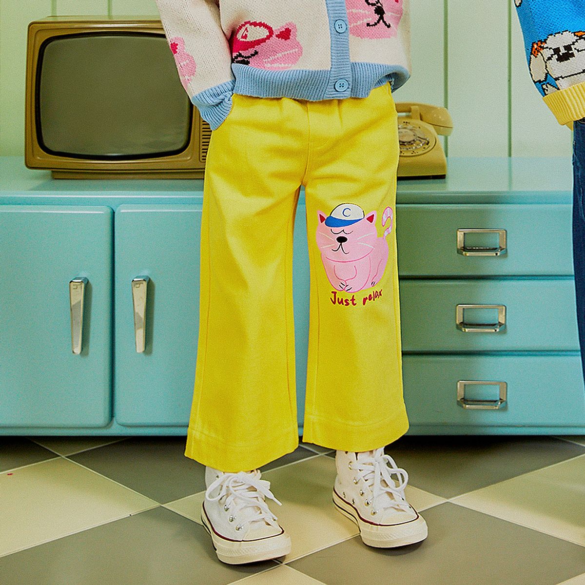 미니도우(MINIDOU) 데이지 옐로우 아동 면바지