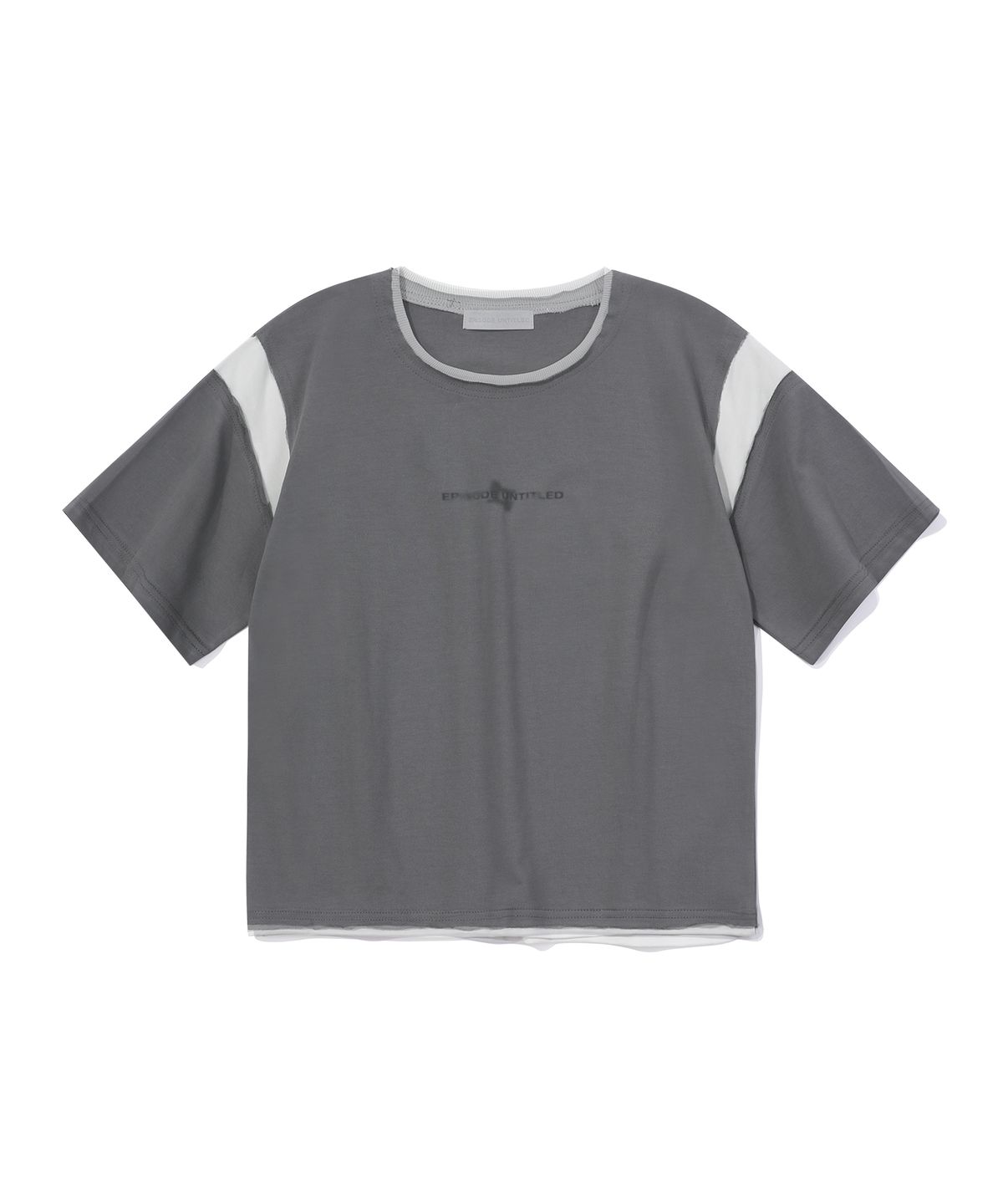 에피소드 언타이틀(EPISODE UNTITLED) CROP MATCH COLORS LOGO PRINT T-SHIRT_DARK GREY