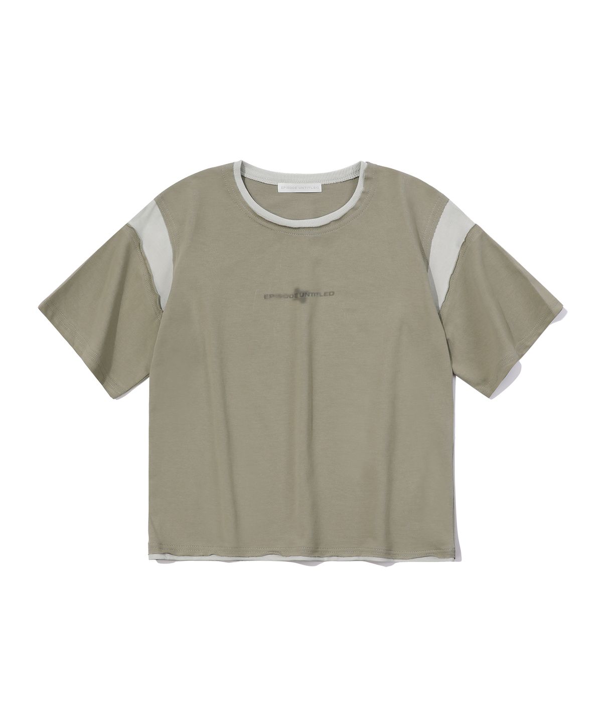 에피소드 언타이틀(EPISODE UNTITLED) CROP MATCH COLORS LOGO PRINT T-SHIRT_MINT KHAKI