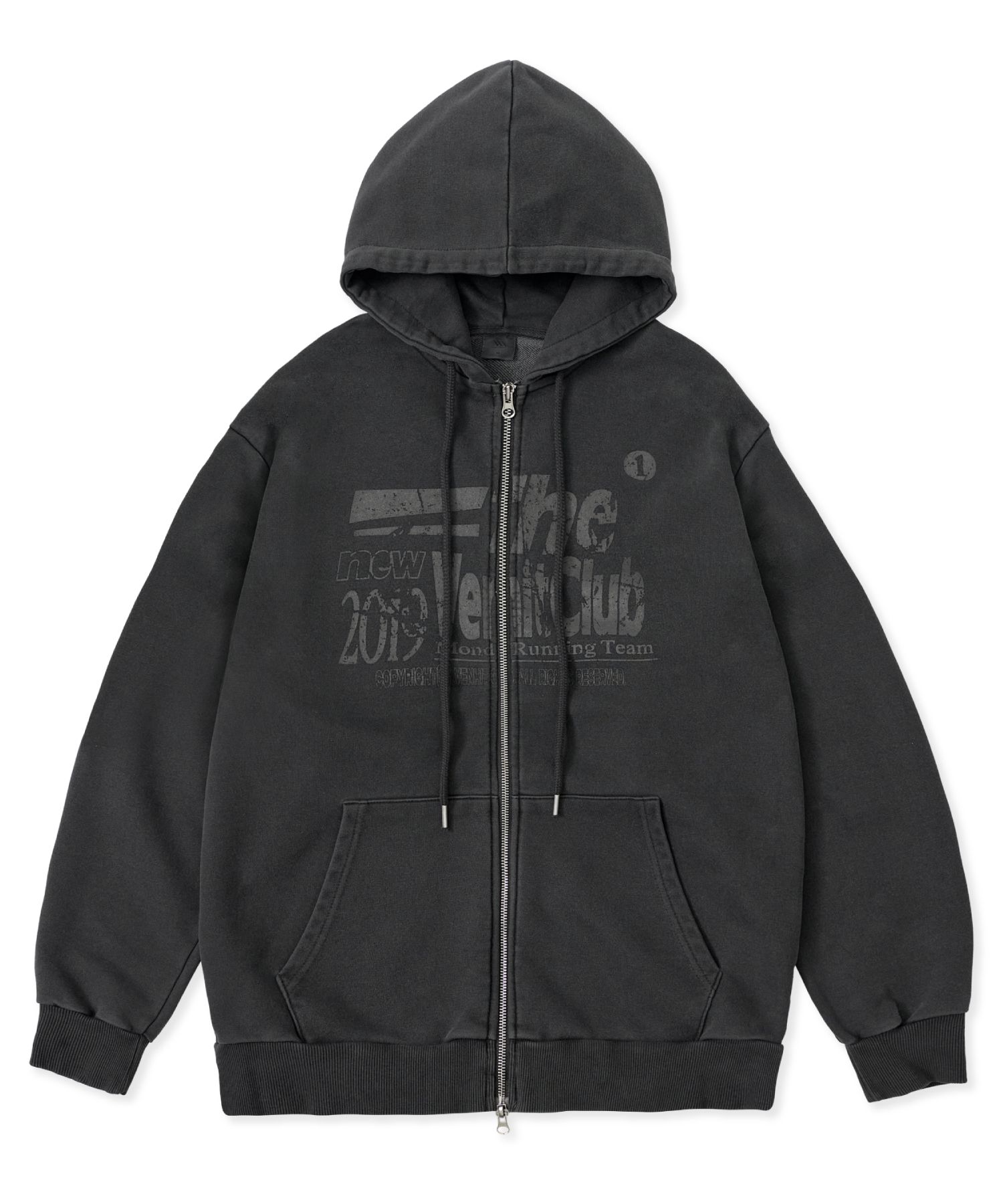 MUSINSA | VENHIT MRT Pigment Hooded Zip-Up Dust Charcoal