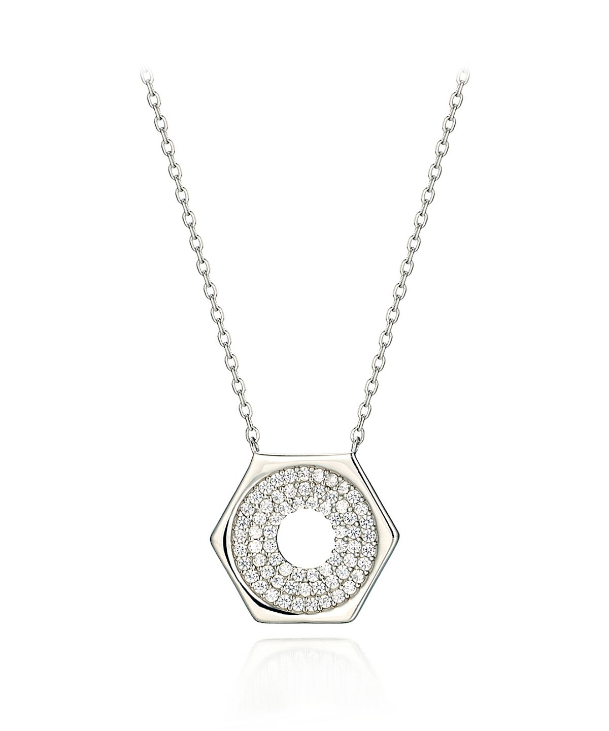 가이거주얼리(GEIGERJEWELRY) 육각 큐빅 포인트 목걸이 GISVNN027