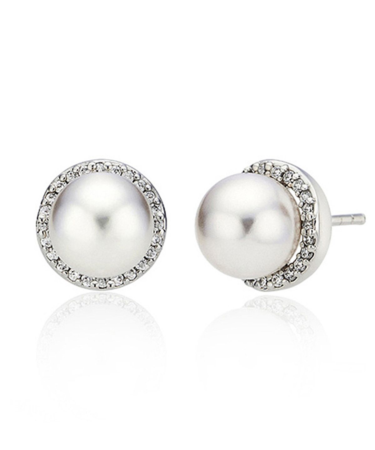 가이거주얼리(GEIGERJEWELRY) 화이트 진주 큐빅 귀걸이 GISVEE119 (실버925 PIN)